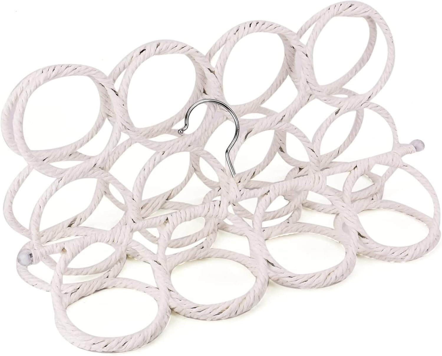 Two white multi-loop scarf and accessory hangers shown front-facing on a clean background. — white two-pack angled view
