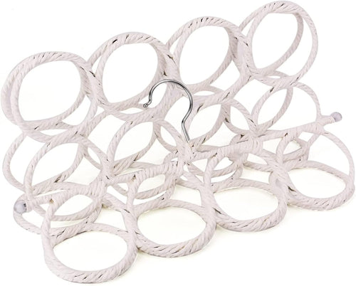 Two white multi-loop scarf and accessory hangers shown front-facing on a clean background. — white two-pack angled view