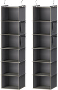 Two grey six-shelf hanging closet organizers shown front-facing on a white background. — grey two-pack front view