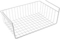 White 15-inch under-shelf steel wire storage basket — white wire basket on a clean background